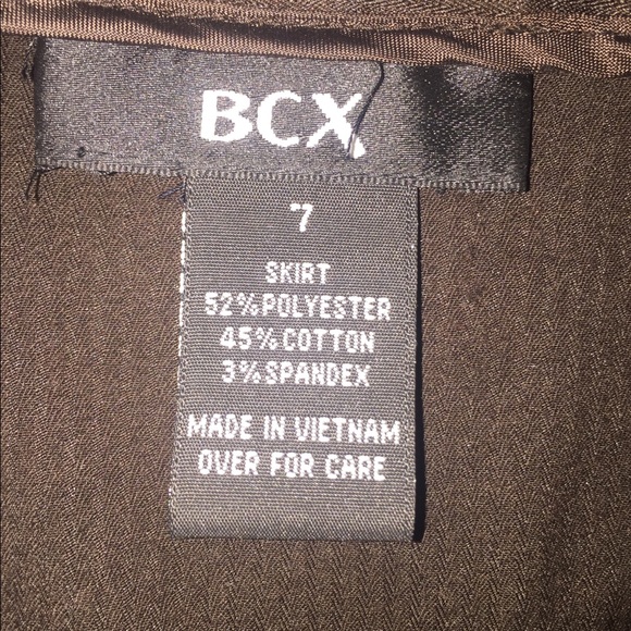 BCX 3-Piece Brown Skirt Suit: Shadow-Stripe w Kick-Pleats & Matching Chemise - Picture 7 of 7